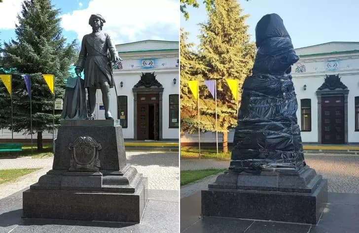 Окупанти та їх прихильники погрожують українцям, які хочуть «демонтувати» пам'ятник Петру I