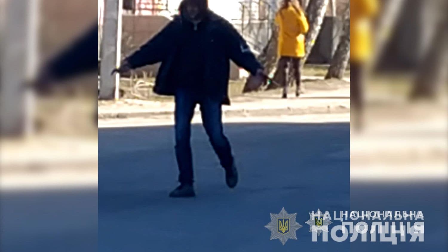 У Миргороді поліціянт роззброїв чоловіка, який кидався з ножем на перехожих (ВІДЕО)