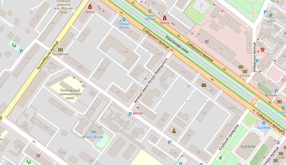 Вулиці Полтави на «OpenStreetMap» позначили новими назвами