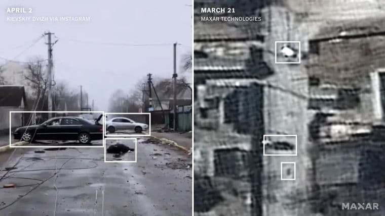 NY Times опублікувало знімки супутників, що доводять вбивства мирних жителів Бучі росіянами (відео)